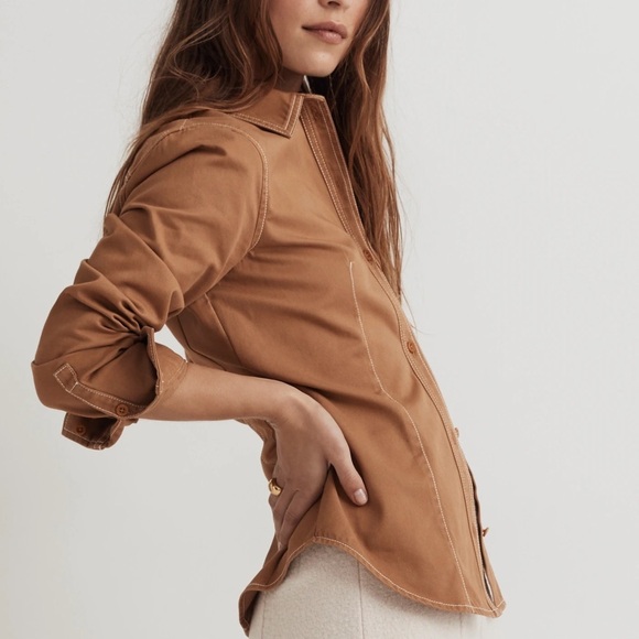 MADEWELL Darted Button-Up Shirt in (Re)generative Chino Western Long Sleeve - Picture 3 of 12